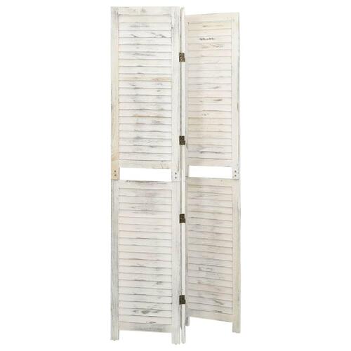 3-panels rumdeler 105x165 cm massivt træ antik hvid