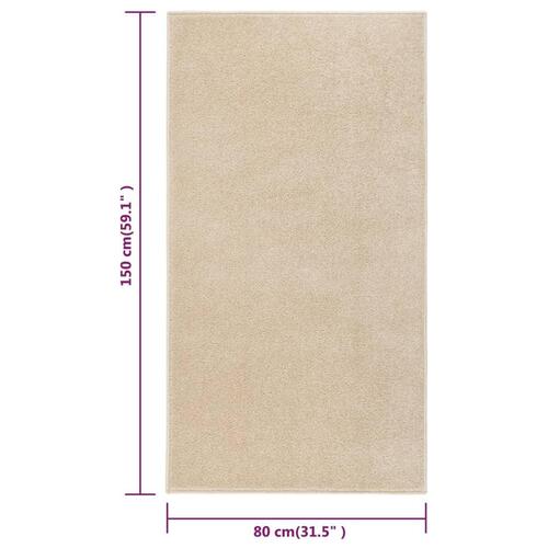 Gulvtæppe 80x150 cm kort luv beige