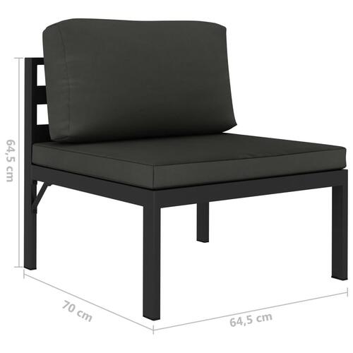 Loungesæt med hynder 6 dele aluminium antracitgrå