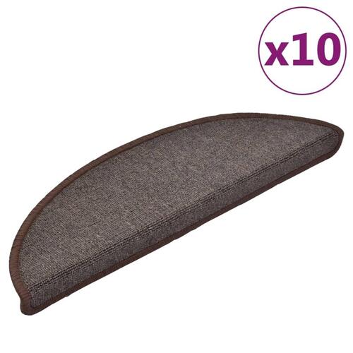 Trappemåtter 10 stk. 56x17x3 cm mørkebrun