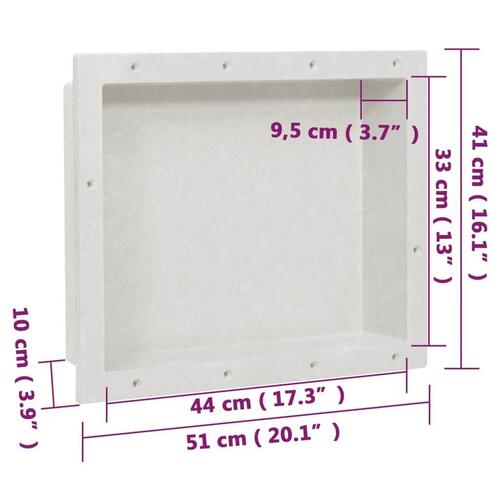 Bruseniche 41x51x10 cm mat hvid