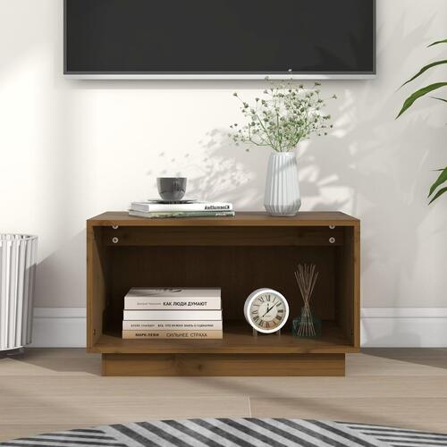Tv-bord 60x35x35 cm massivt fyrretræ gyldenbrun