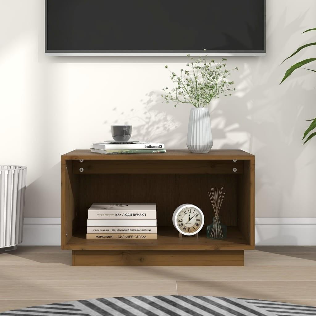 Tv-bord 60x35x35 cm massivt fyrretræ gyldenbrun