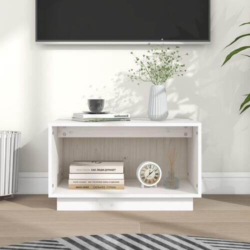 Tv-bord 60x35x35 cm massivt fyrretræ hvid