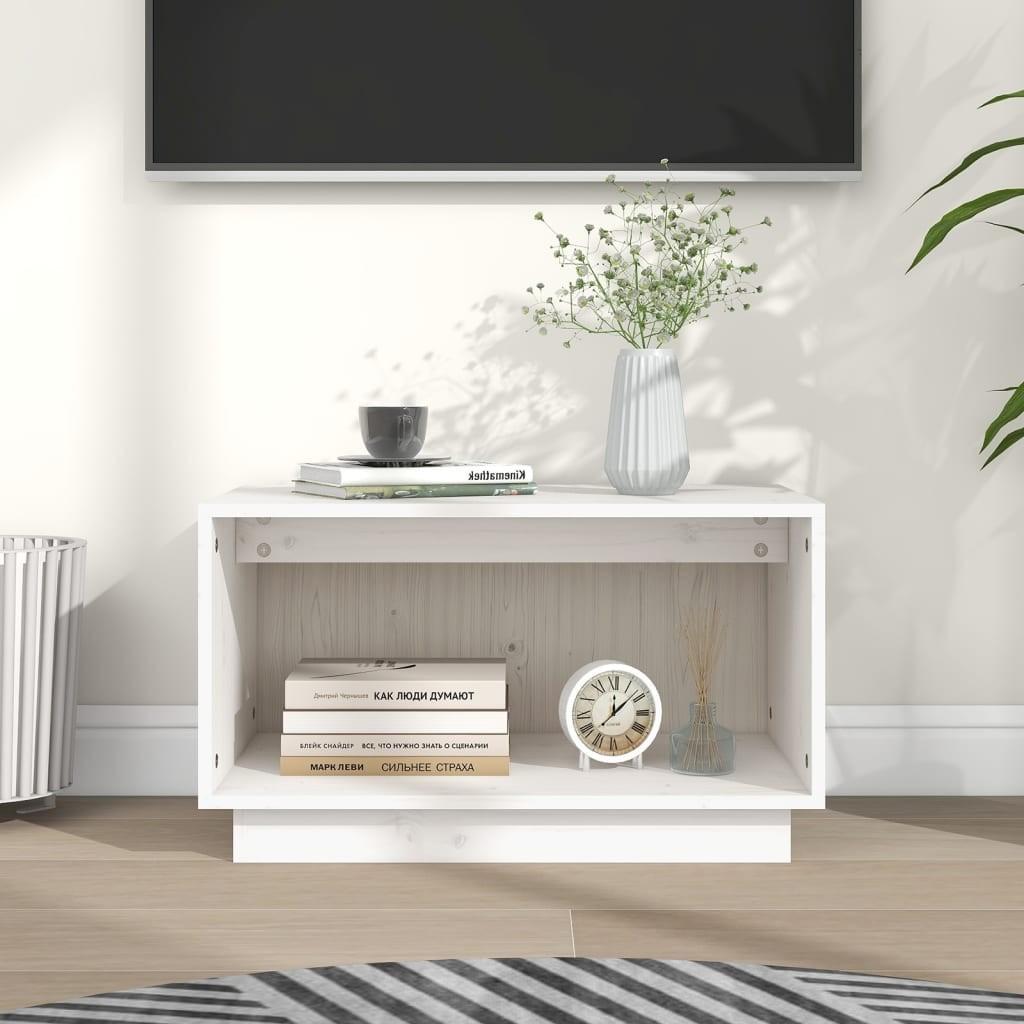 Tv-bord 60x35x35 cm massivt fyrretræ hvid