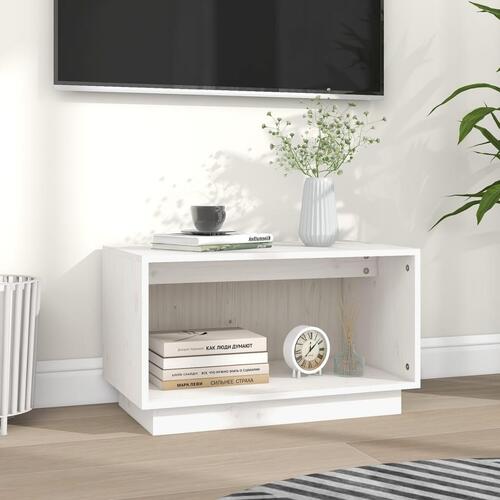 Tv-bord 60x35x35 cm massivt fyrretræ hvid