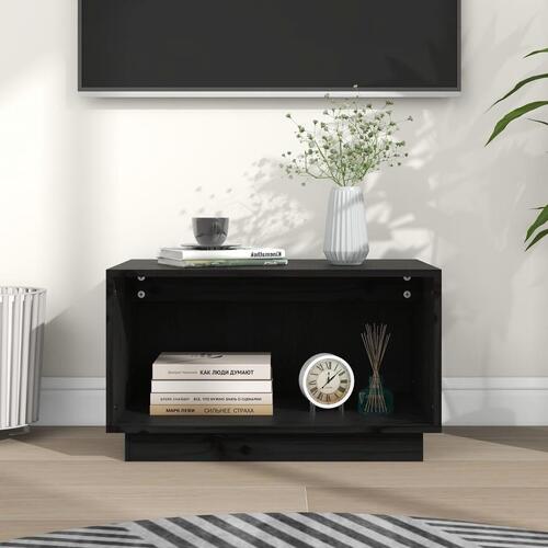 Tv-bord 60x35x35 cm massivt fyrretræ sort