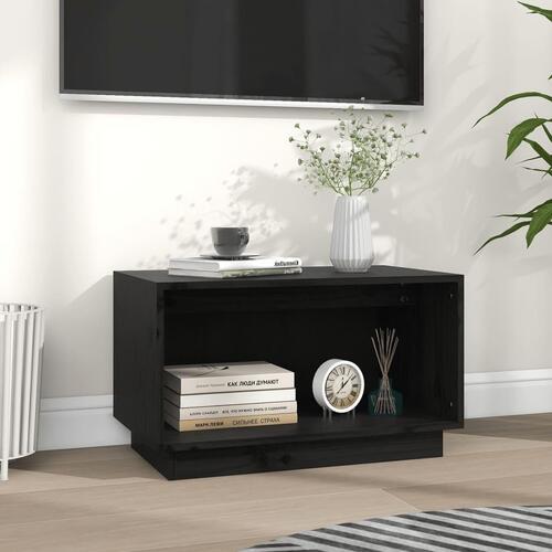 Tv-bord 60x35x35 cm massivt fyrretræ sort