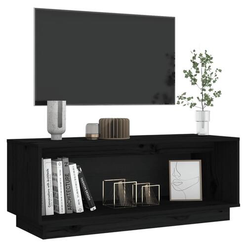 Tv-bord 90x35x35 cm massivt fyrretræ sort
