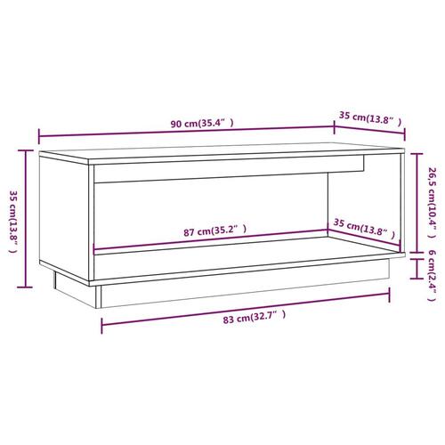 Tv-bord 90x35x35 cm massivt fyrretræ sort