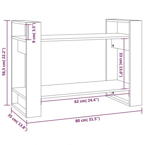 Bogreol/rumdeler 80x35x56,5 cm massivt fyrretræ