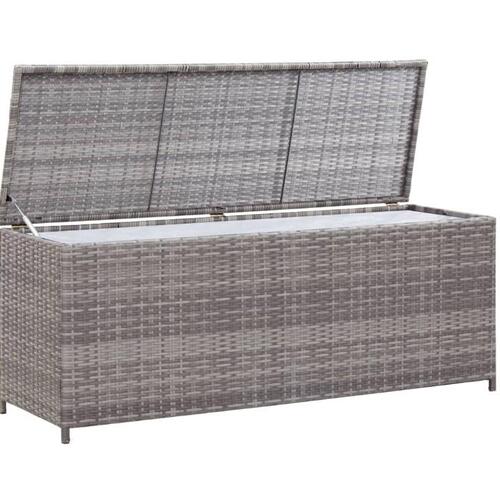 Opbevaringskasse til haven 150x50x60 cm polyrattan grå