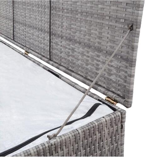Opbevaringskasse til haven 150x50x60 cm polyrattan grå