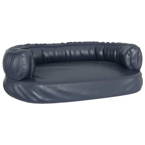 Ergonomisk hundeseng 60x42 cm skum og kunstlæder mørkeblå