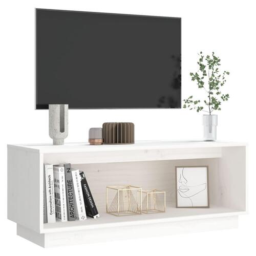 Tv-bord 90x35x35 cm massivt fyrretræ hvid