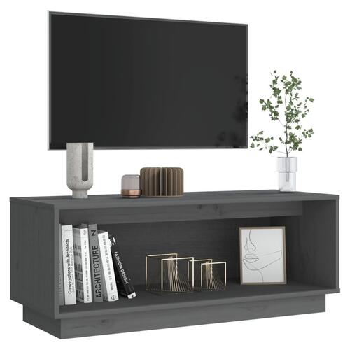 Tv-bord 90x35x35 cm massivt fyrretræ grå