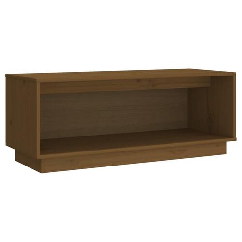 Tv-bord 90x35x35 cm massivt fyrretræ gyldenbrun