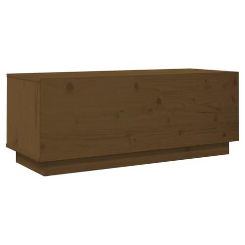 Tv-bord 90x35x35 cm massivt fyrretræ gyldenbrun