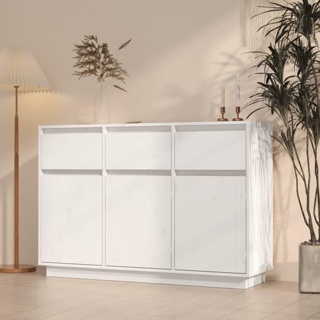 Skænk 110x34x75 cm massivt fyrretræ hvid