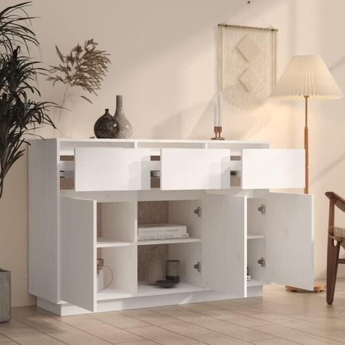 Skænk 110x34x75 cm massivt fyrretræ hvid