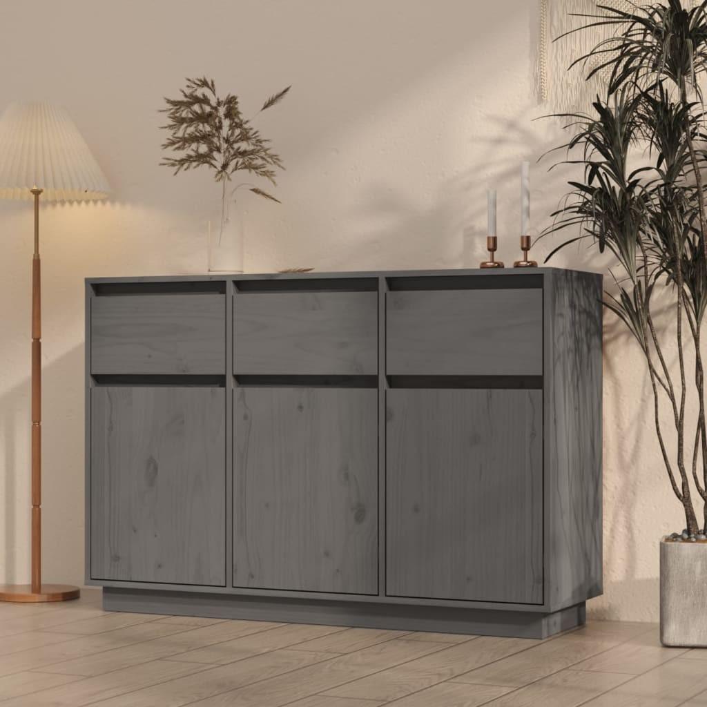 Skænk 110x34x75 cm massivt fyrretræ grå