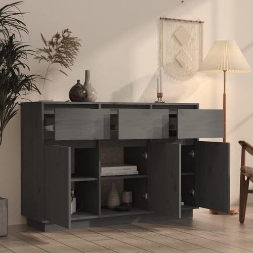 Skænk 110x34x75 cm massivt fyrretræ grå