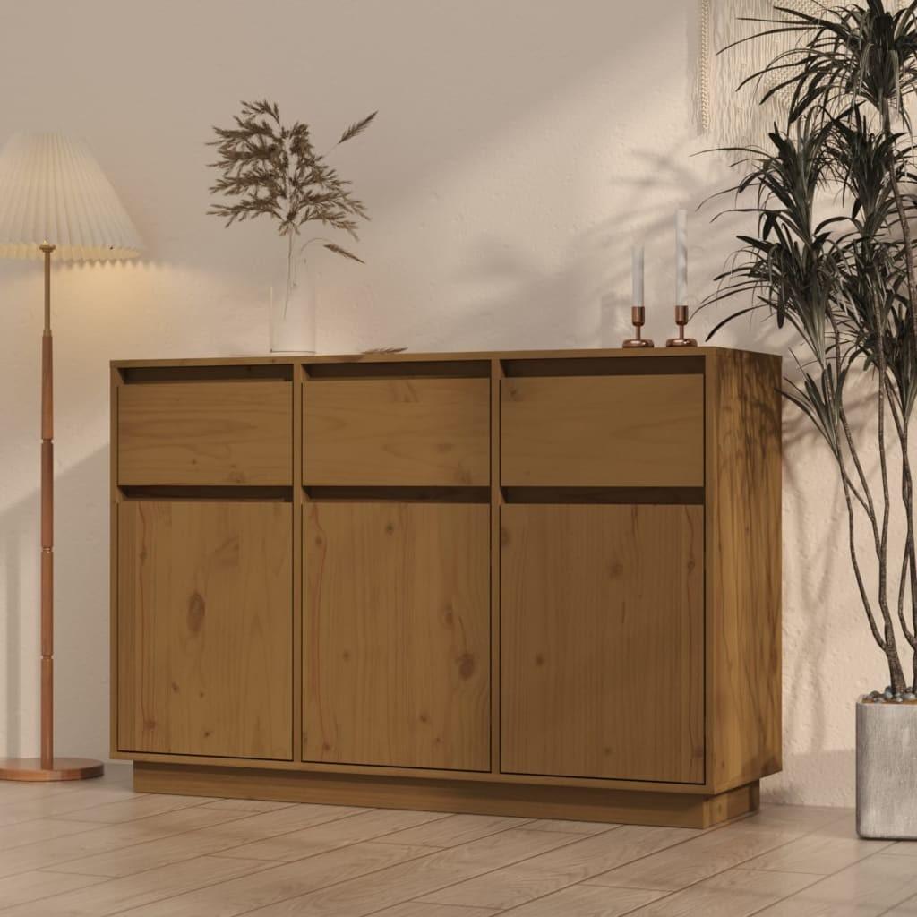 Skænk 110x34x75 cm massivt fyrretræ gyldenbrun