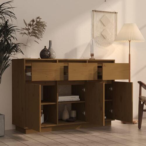 Skænk 110x34x75 cm massivt fyrretræ gyldenbrun