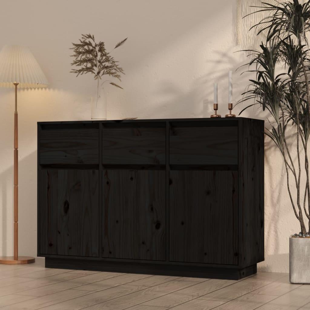Skænk 110x34x75 cm massivt fyrretræ sort