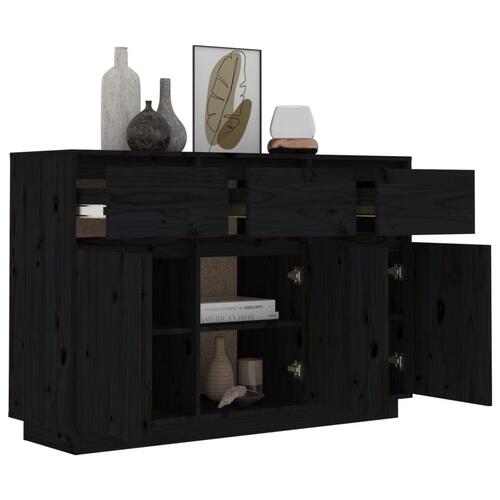 Skænk 110x34x75 cm massivt fyrretræ sort
