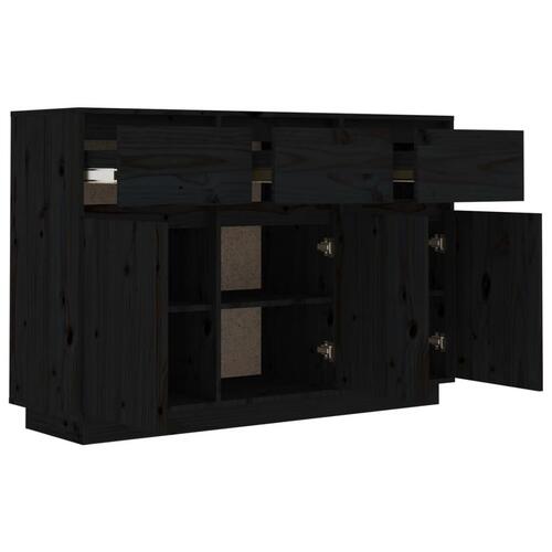 Skænk 110x34x75 cm massivt fyrretræ sort