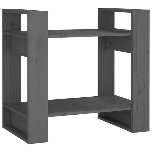 Bogreol/rumdeler 60x35x57 cm massivt fyrretræ grå