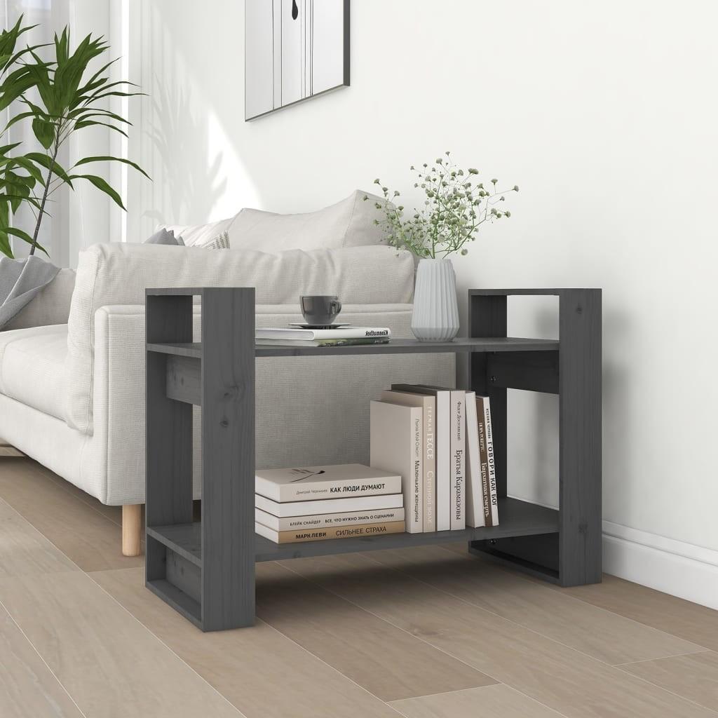 Bogreol/rumdeler 80x35x56,5 cm massivt fyrretræ grå