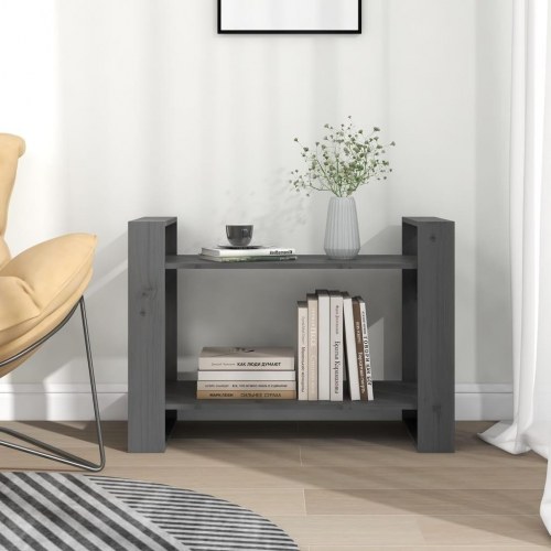 Bogreol/rumdeler i massivt fyrretræ - 80×35×56,5 cm, grå