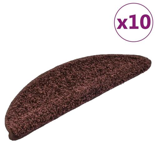 Trappemåtter 10 stk. 56x17x3 cm brun