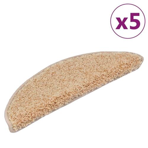 Trappemåtter 5 stk. 56x17x3 cm cremefarvet