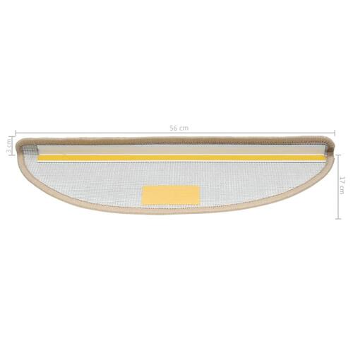 Trappemåtter 5 stk. 56x17x3 cm cremefarvet