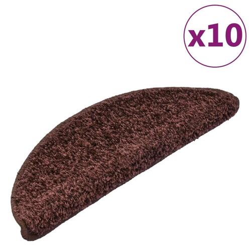 Trappemåtter 10 stk. 65x21x4 cm brun