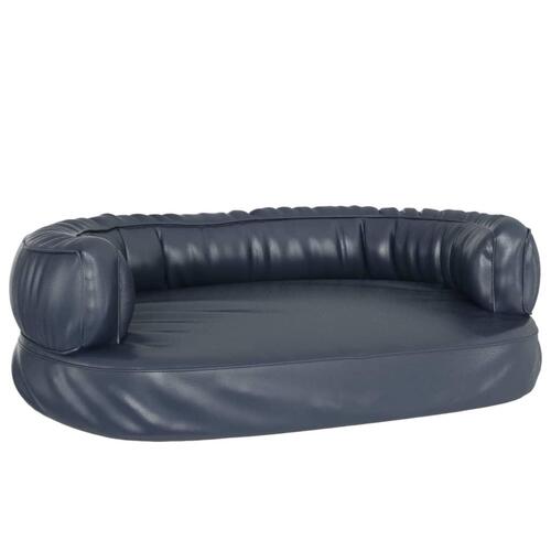 Ergonomisk hundeseng 75x53 cm skum og kunstlæder mørkeblå