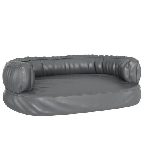 Ergonomisk hundeseng 60x42 cm skum og kunstlæder grå