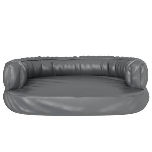 Ergonomisk hundeseng 60x42 cm skum og kunstlæder grå