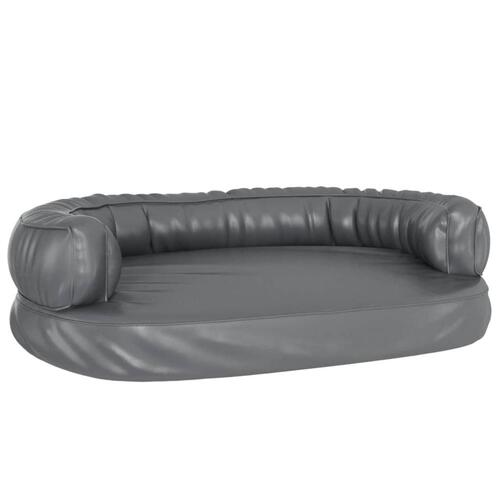 Ergonomisk hundeseng 75x53 cm skum og kunstlæder grå