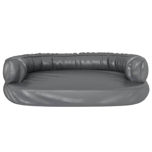 Ergonomisk hundeseng 75x53 cm skum og kunstlæder grå