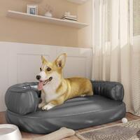 Ergonomisk hundeseng 88x65 cm skum og kunstlæder grå