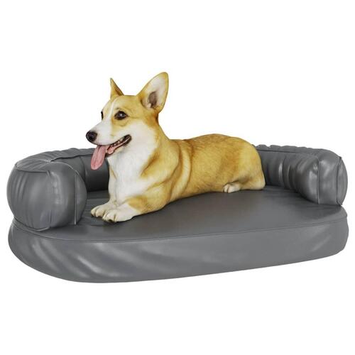 Ergonomisk hundeseng 88x65 cm skum og kunstlæder grå