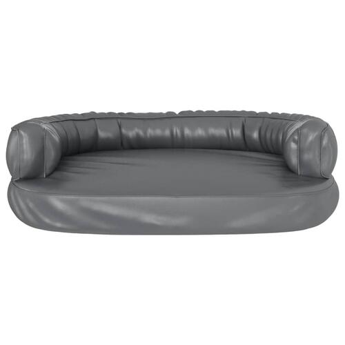 Ergonomisk hundeseng 88x65 cm skum og kunstlæder grå
