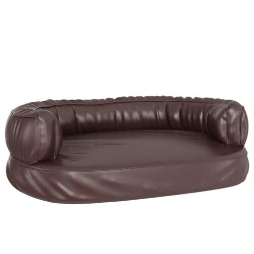 Ergonomisk hundeseng 60x42 cm skum og kunstlæder brun