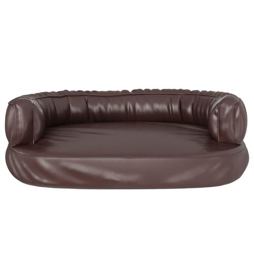 Ergonomisk hundeseng 60x42 cm skum og kunstlæder brun