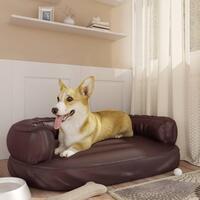 Ergonomisk hundeseng 88x65 cm skum og kunstlæder brun