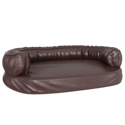 Ergonomisk hundeseng 88x65 cm skum og kunstlæder brun